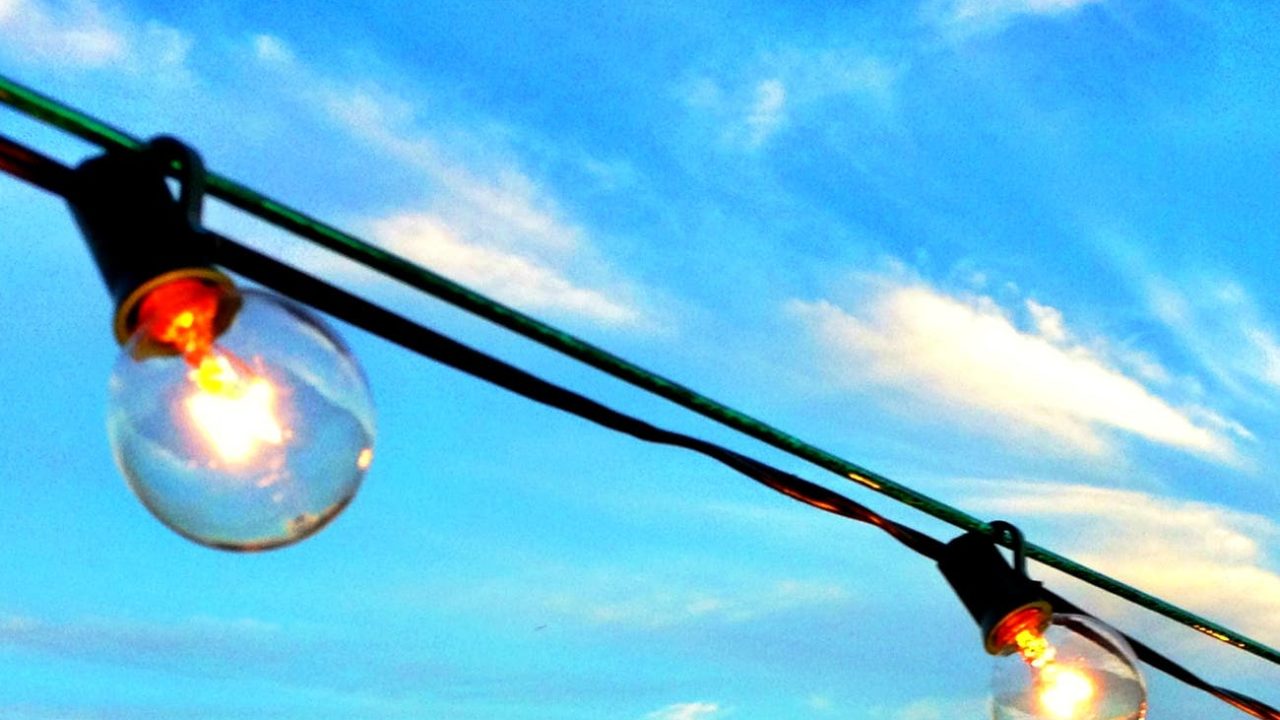 two clear led bulbs on wire